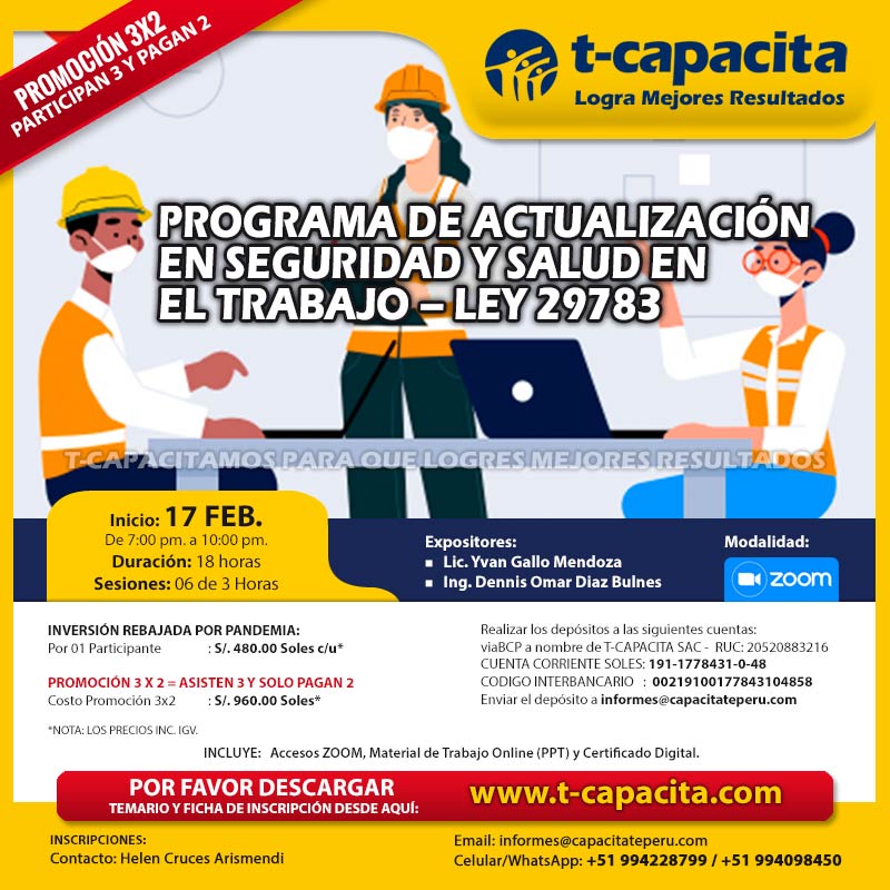 PROGRAMA DE ACTUALIZACION EN SEGURIDAD Y SALUD EN EL TRABAJO - LEY 29783
